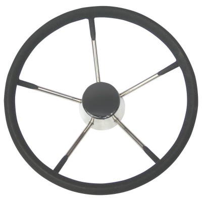 Steering Wheel, Inox, with Black Foam Inflatable Boats, Engines & Accessories