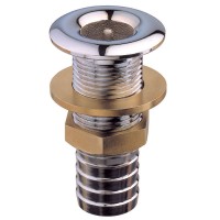 Through Hull Outlet with Hose Connector, Chromium Plated Brass Brass Fittings
