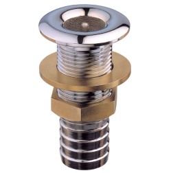 Through Hull Outlet with Hose Connector, Chromium Plated Brass Brass Fittings