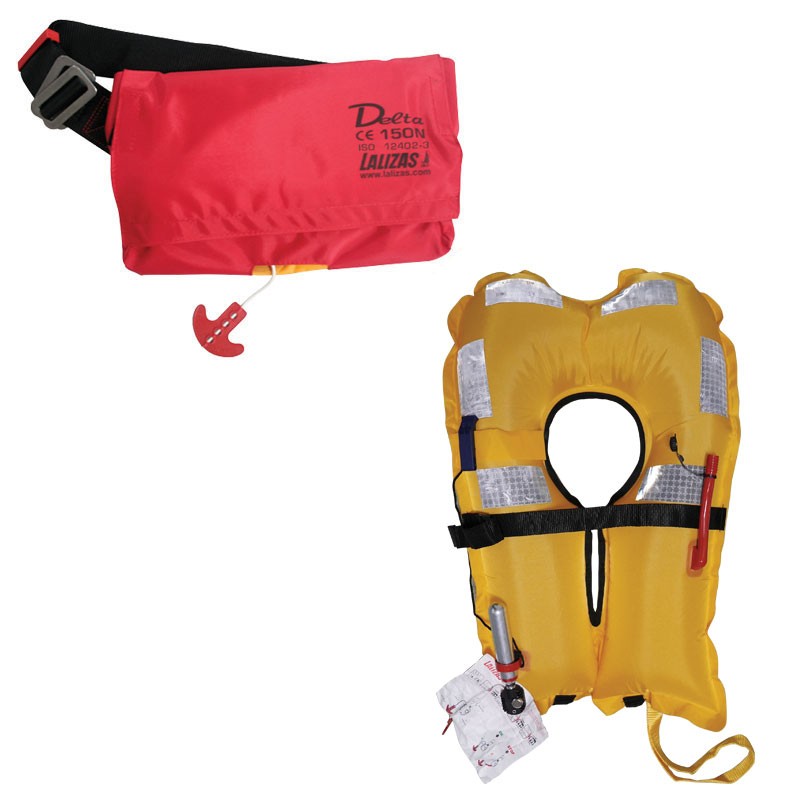 Delta Inflatable Lifejacket, Belt-Pack, Manual, 150N, ISO, Adult Drain Plugs