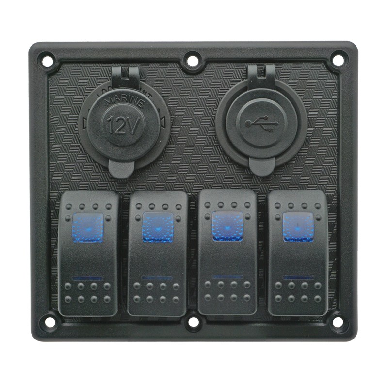 Rocker Switch Panel with LED, 12V/24V, 4 Rockers Switch Panels & Accessories