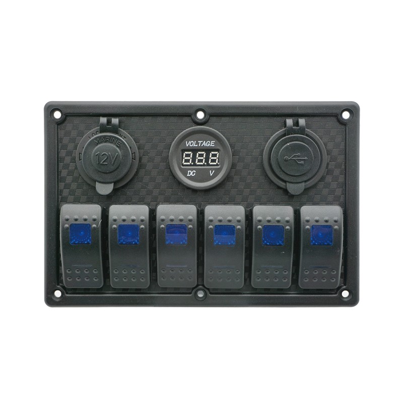 Rocker Switch Panel with LED, 12V/24V, (6 Rockers) Panels