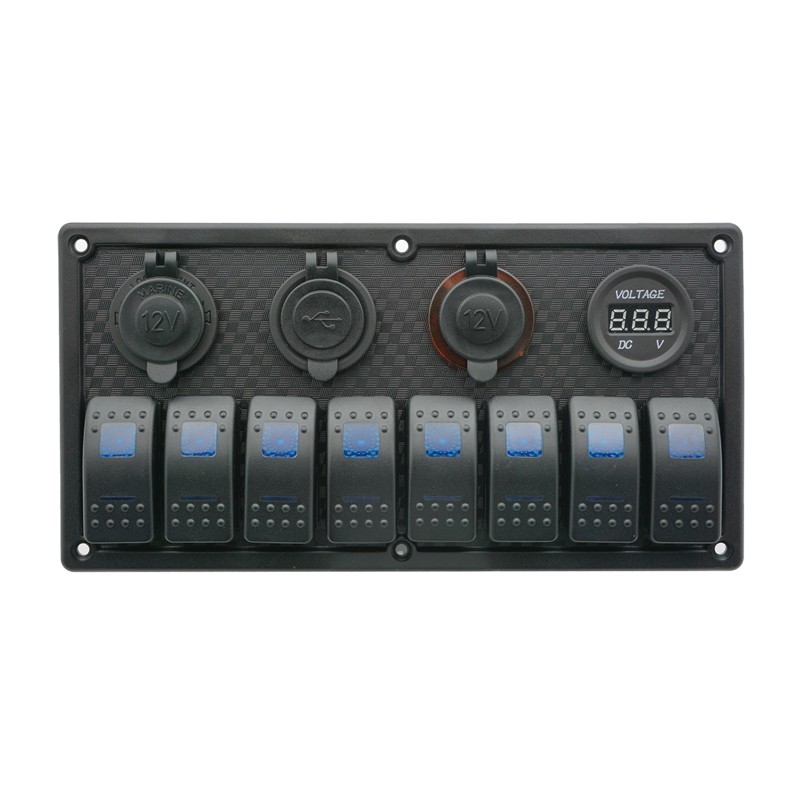 Rocker Switch Panel with LED, 12V/24V, (8 Rockers) Switch Panels & Accessories