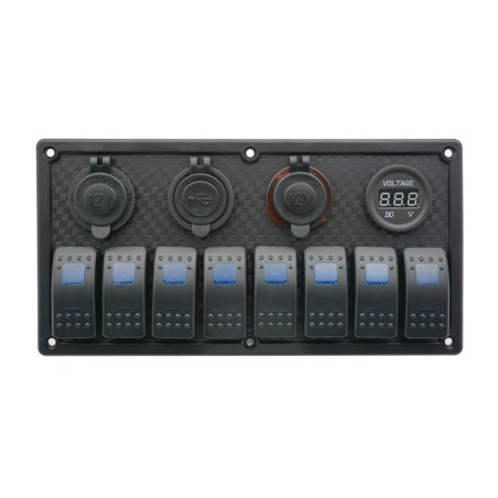 Rocker Switch Panel with LED, 12V/24V, (8 Rockers) Switch Panels & Accessories