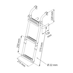 Foldable Ladder for Narrow Transom, 2+1 Steps Inox 316 Boarding Ladders